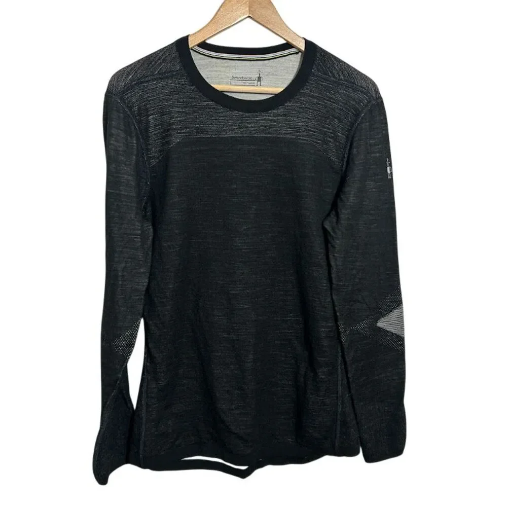 Smartwool Intraknit 200 Thermal Mens L Black Base Layer Shirt Wool Blend